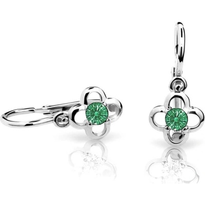 Cutie Jewellery detské náušnice z bieleho zlata C1944-10-X-2 zelená