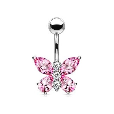 Šperky4U piercing do pupíku motýlek WP01011-P