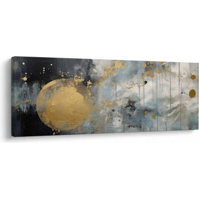Obraz - Abstrakcia so zlatou guľou, jednodielne 145x58 cm