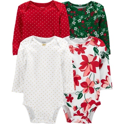 CARTER'S Body dl. rukáv Red Green dívka 4ks