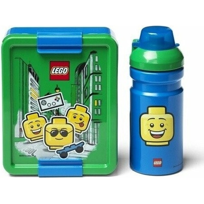 Svačinový set LEGO ICONIC Boy (láhev a box) - modrá/zelená