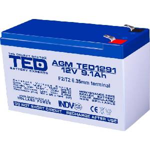 Ted electric Оловна батерия TED ELECTRIC, AGM, 12V, 9Ah , 151/ 65/ 94 mm, Терминал2 (TED-12V-9AH-AGM) - Allstore