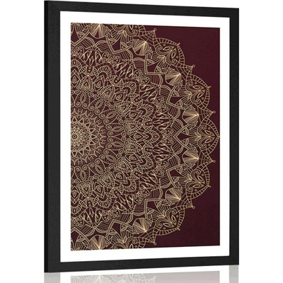 Plakát s paspartou detailní ozdobná Mandala - 40x60 black