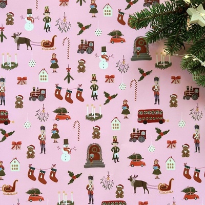 Be Nice EKO vánoční balicí papír Anglická pohádka růžový 68 x 98 cm – Hledejceny.cz