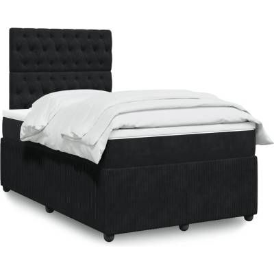 vidaXL Box spring postel s matrací černá samet