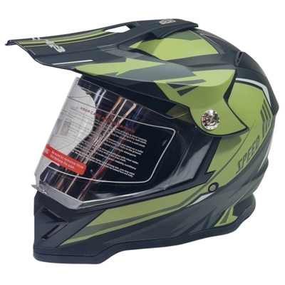 Крос каска за мотор черно със зелено М No060