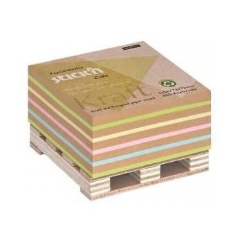 AZ Blok kocka lepiaca na paletke 76x76mm 400 lístkov mix Kraft a pastel