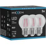 Mexen Vintis 3x LED филамент крушка E27, G45, 4W, 55 lm, червен - L156-E27-04XX-45x03 (L156-E27-04XX-45x03)