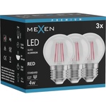 Mexen Vintis 3x LED филамент крушка E27, G45, 4W, 55 lm, червен - L156-E27-04XX-45x03 (L156-E27-04XX-45x03)