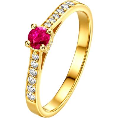 Zlaton Prsten žluté zlato s rubínem s diamantem N14012602100