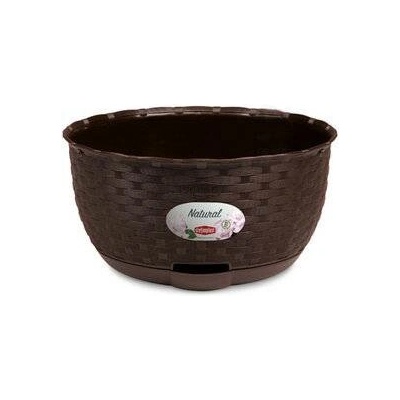STEFANPLAST Okrúhly samozavlažovací kvetináč NATURAL 30x14,5 cm moka hnedý