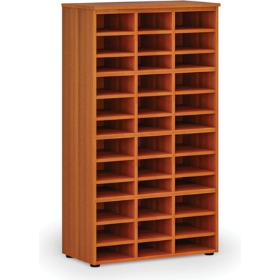 PRIMO Třídící regál WOOD, 800 x 420 x 1434 mm, 36 přihrádek, třešeň
