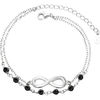 AGATO Dvojitý stříbrný náramek s korálky a nekonečnem AGB751/21