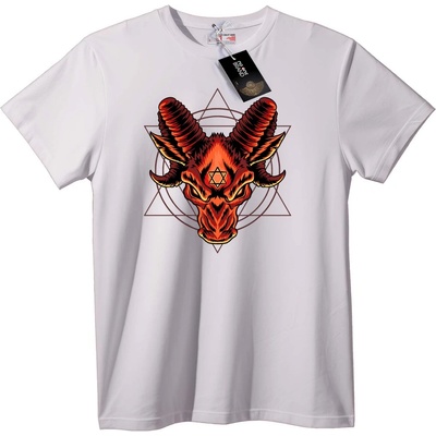 NOONEBRAND Тениска Козя Глава Звезда на Давид - 3XL, White
