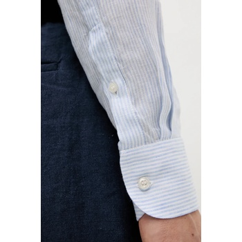 Paul&Shark Ленена риза Paul&Shark мъжка в синьо със стандартна кройка с класическа яка 25413010CF (25413010CF)