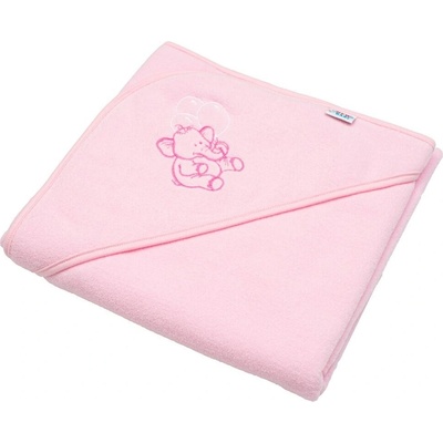 New Baby Detská Froté Osuška S Kapucňou a Výšivkou 80x80 cm biela+ružový lem