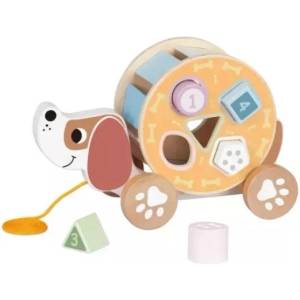 Tooky Toy Tooky Toy: 2 в 1 дървено кученце с формички на колела (TL033N)