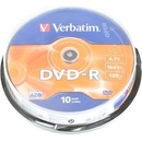 Média pro vypalování Verbatim DVD-R 4,7GB 16x, AZO, cakebox, 10ks (43523)