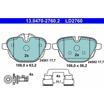 ATE Sada brzdových platničiek kotúčovej brzdy 13047027602