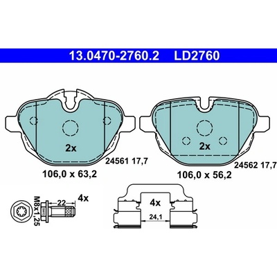 ATE Sada brzdových platničiek kotúčovej brzdy 13047027602