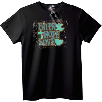 NOONEBRAND Тениска Вяра, Надежда, Любов - 2XL, Black