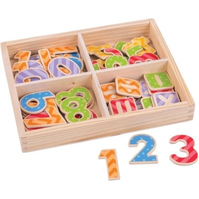 Bigjigs Toys - Дървени магнитни цифри и знаци - Многоцветни