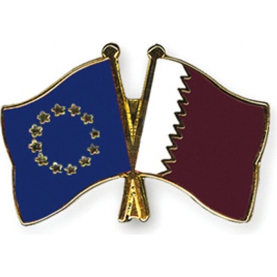Odznak (pins) 22mm vlajka EU + Katar - barevný