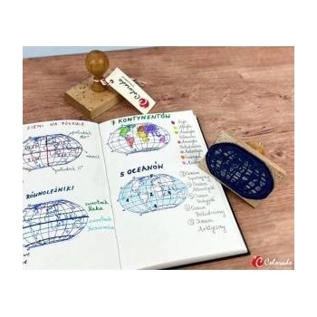 Colorado Stamp map of the world - continents and oceans