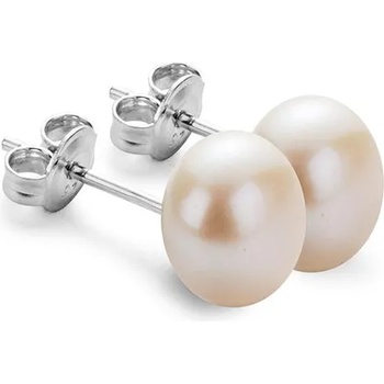 Image 1 of Swan Сребърни обици със сладководни бели перли 9-10 мм E9095W Swan