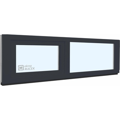 KNIPPING Plastové okno - 70 AD, 2400x500 mm, FIX/S, antracit Sklo: čiré, Barva, imitace: antracit/bílá (jednostranně)