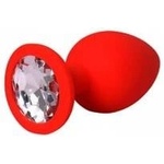 Fantasy by Cottelli Red large butt plug with white crystal