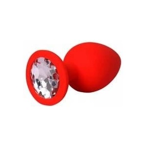Fantasy by Cottelli Red large butt plug with white crystal