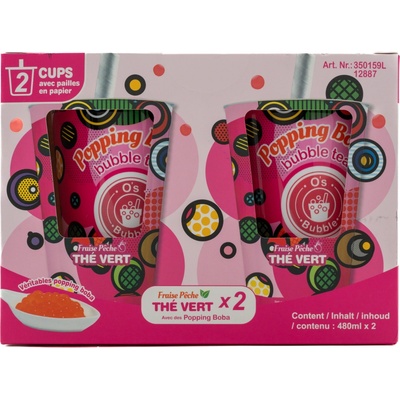 O's bubble Boba Bubble Tea Jahoda & Broskyňa 2 x 480 ml