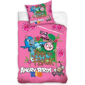 Carbotex Obliečky Angry Birdružová bavlna 140x200 70x80
