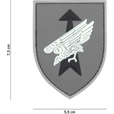 Gumová nášivka 101 Inc znak German Special Forces - sivá