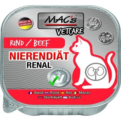 MAC's Mac’s VetCare Cat Adult GRAIN FREE, пастет за пораснали котки, БЕЗ ЗЪРНО, с бъбречни проблеми, с говеждо месо, 85 гр - Германия - 584VE