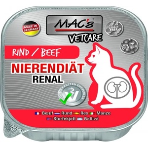 MAC's Mac’s VetCare Cat Adult GRAIN FREE, пастет за пораснали котки, БЕЗ ЗЪРНО, с бъбречни проблеми, с говеждо месо, 85 гр - Германия - 584VE