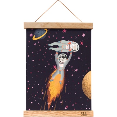 Art print plagát Skibi A4 - Fretky z Marsu - dubová lišta uni