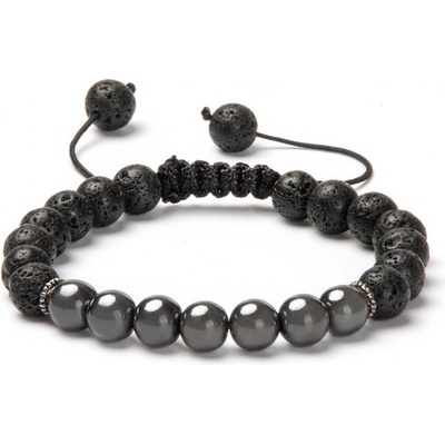 Prosperk náramek minerál hematit a lávový kámen S1054