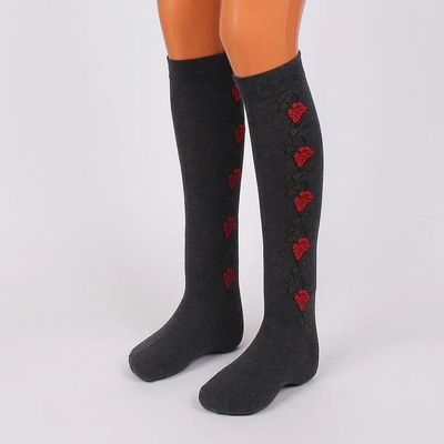 Дамски 3/4 чорапи в графитено с розички
