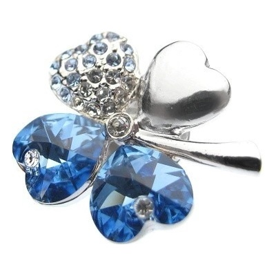 Swarovski Elements brož čtyřlístek Aquamarine Rhodium