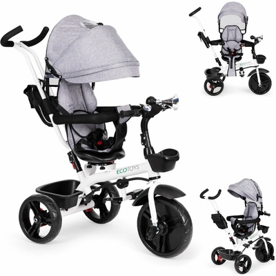 ECOTOYS Tricykl s otočnou stříškou a odolnými gumovými koly