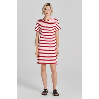 Gant Striped Ss T-shirt Dress červená