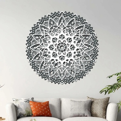 dřevo života 4 vrstvá mandala KVETOUCÍ DUŠE Zvolte rozměr (cm): 60x60, Zvolte barvu dekoru: Bílá-Antracit