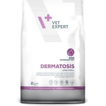 VetExpert Veterinary Diet Dermatosis dog lamb krill - суха храна за кучета, намалява непоносимостта към съставки и хранителни вещества и подпомага функциите на кожата при дерматози и прекомерен косопад, 2 кг, Vet Expert - Полша