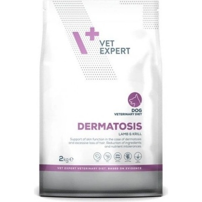 VetExpert Veterinary Diet Dermatosis dog lamb krill - суха храна за кучета, намалява непоносимостта към съставки и хранителни вещества и подпомага функциите на кожата при дерматози и прекомерен косопад, 2 кг, Vet Expert - Полша