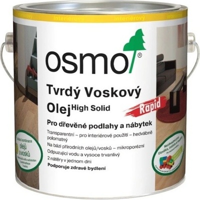 Osmo 3332 Tvrdý voskový olej Rapid 2,5 l Bezfarebný hodvábny polomat