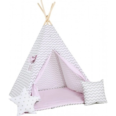 Elis Design Teepee stan set cik cak sivo-ružový standard