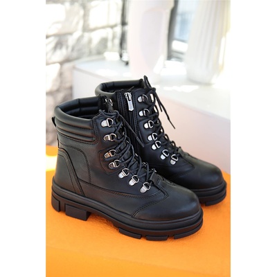 Riccon Дамски боти с връзки - Черни #358446 (358446_Черно)