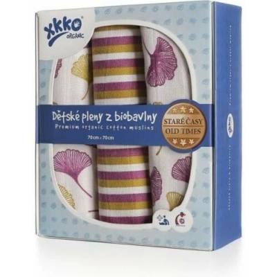 XKKO Organic Bavlněné pleny Staré časy Ginko 70x70 3ks